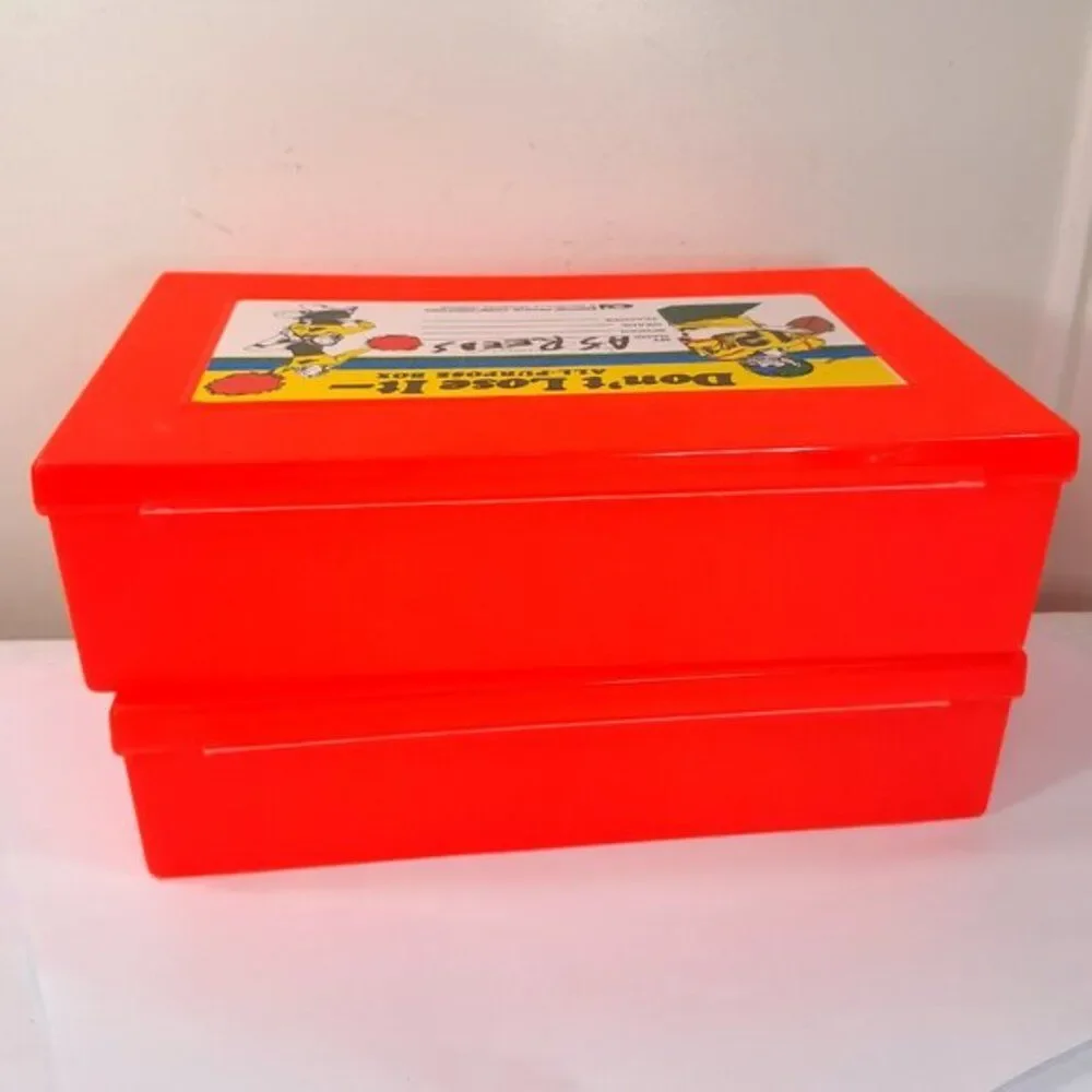 Vintage Empire Pencil Plastic School Box Case School Bus & Football cheerleaders